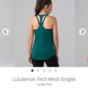 lululemon athletica Forage Teal Tech Mesh Singlet - Women's Tank